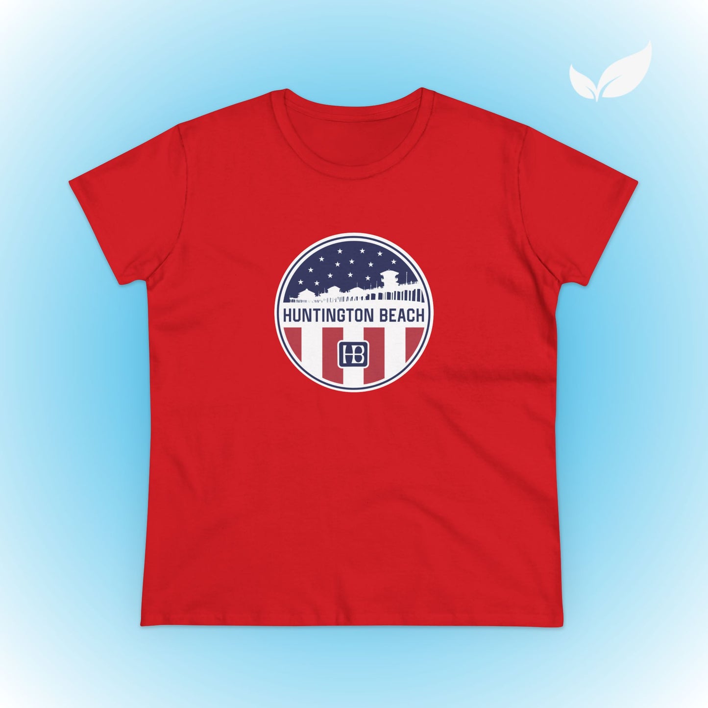 Huntington Beach Pier Stars and Stripes Women's Fit T-shirt