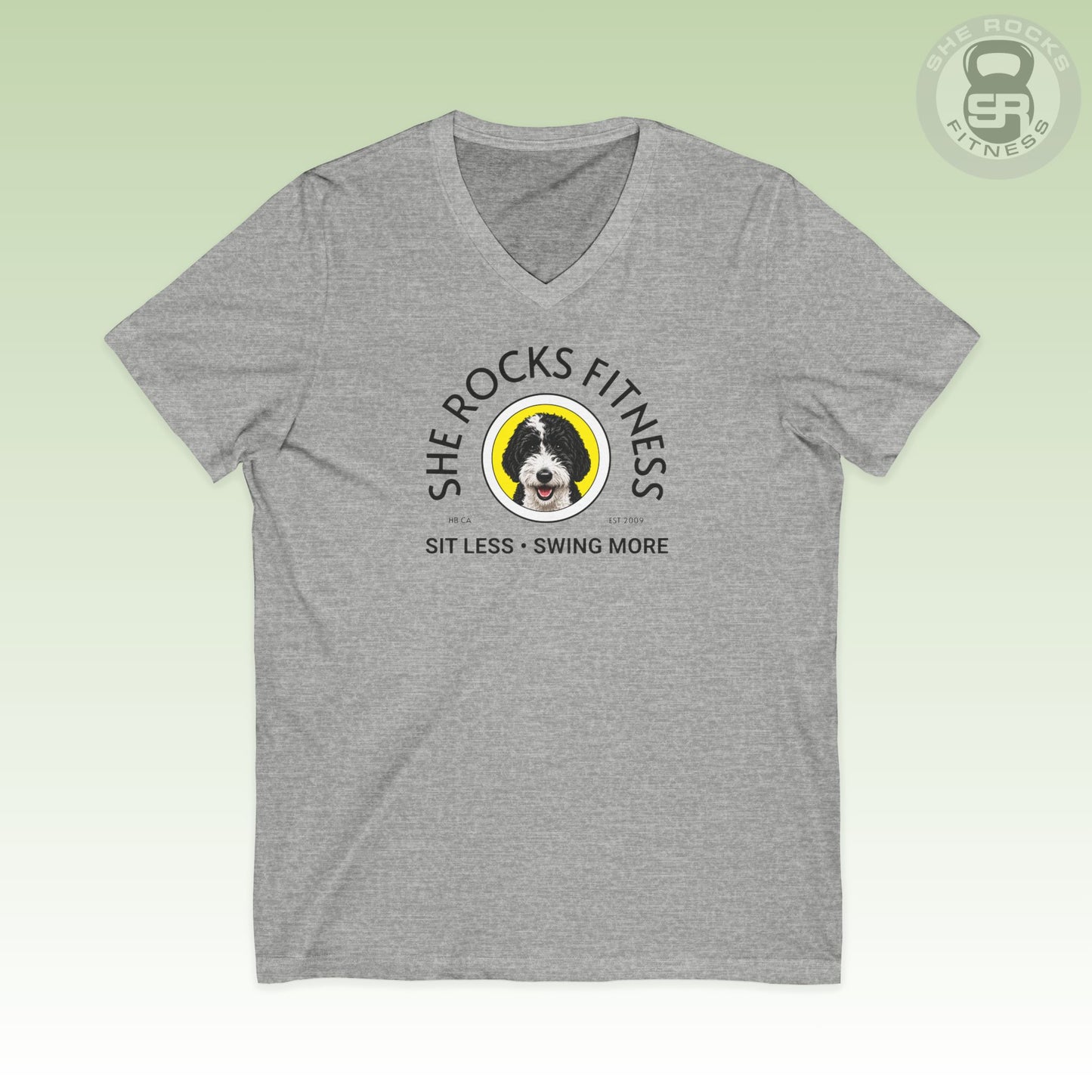 She Rocks Sit Less Swing More V-Neck T-shirt