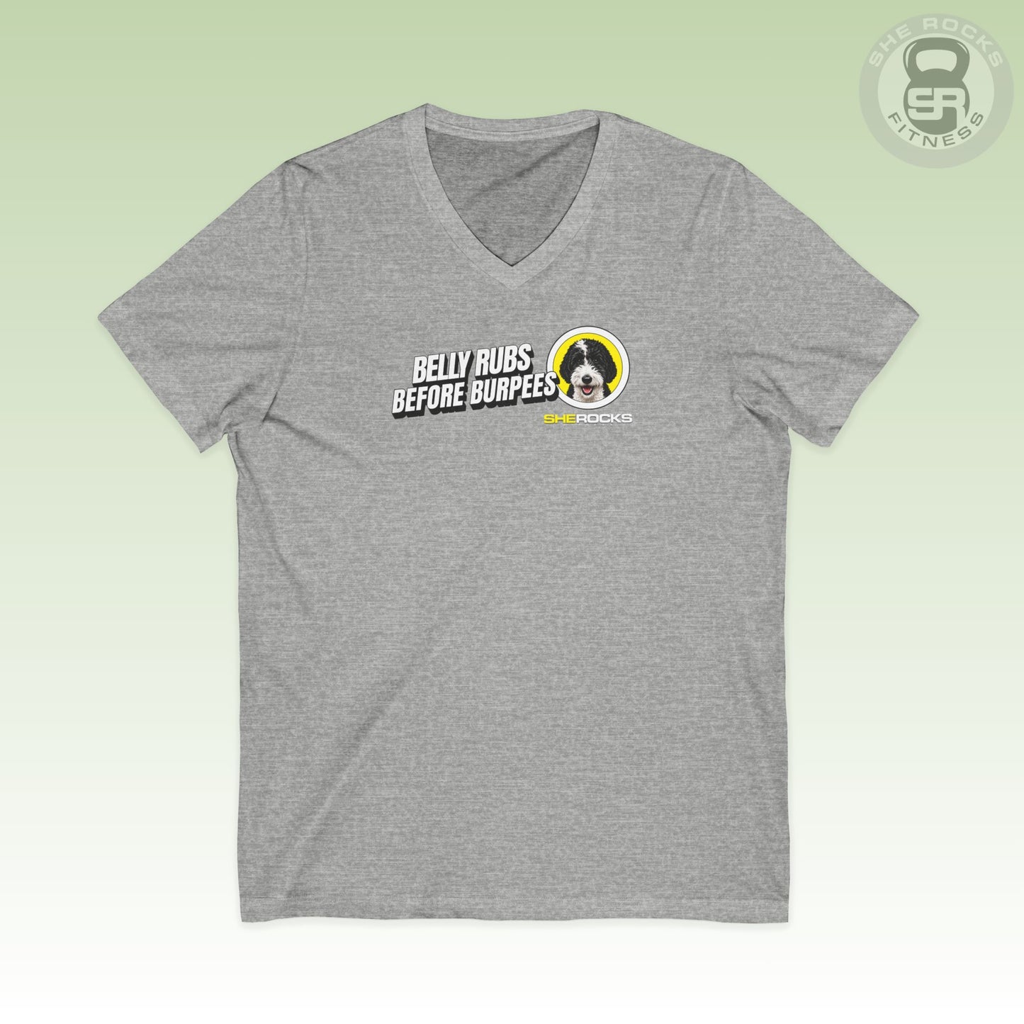 She Rocks Belly Rubs Before Burpees V-Neck T-shirt