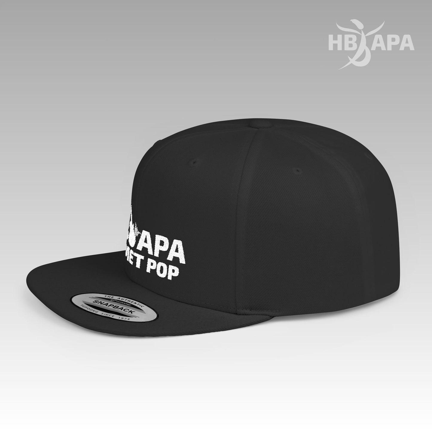 HBAPA MMET Pop Flat Bill Snapback Hat with Embroidered Logo