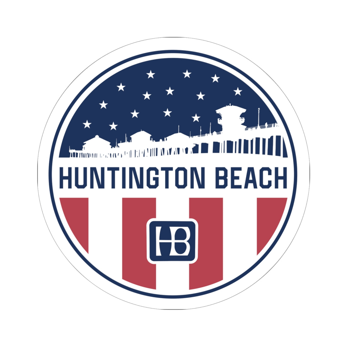 HB Pier Patriotic Stars and Stripes Kiss-cut Sticker / Decal