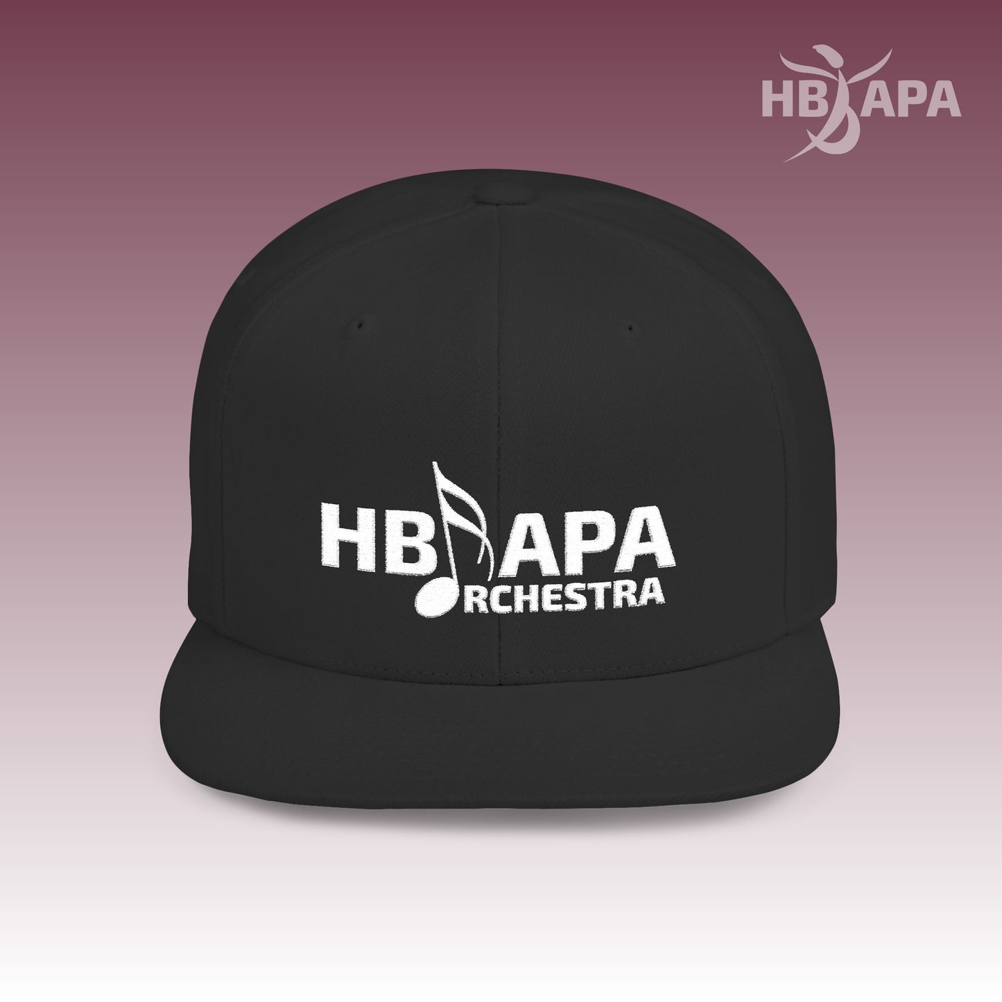 HBAPA Orchestra Flat Bill Snapback Hat with Embroidered Logo