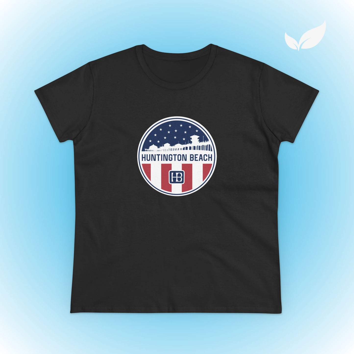 Huntington Beach Pier Stars and Stripes Women's Fit T-shirt