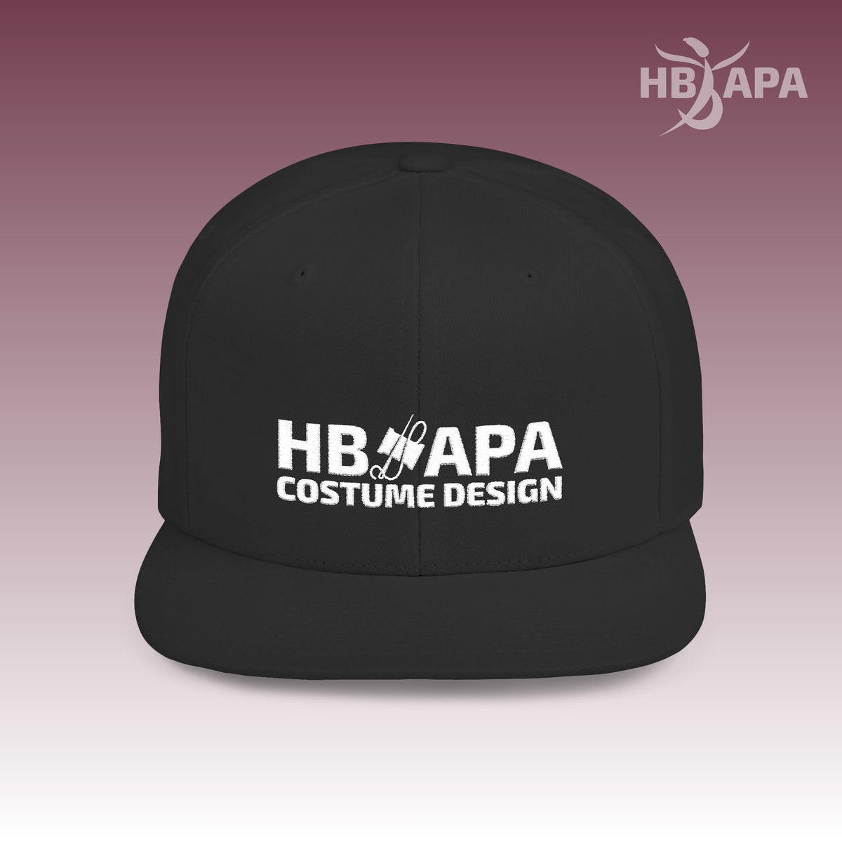 HBAPA Costume Design Flat Bill Snapback Hat with Embroidered Logo