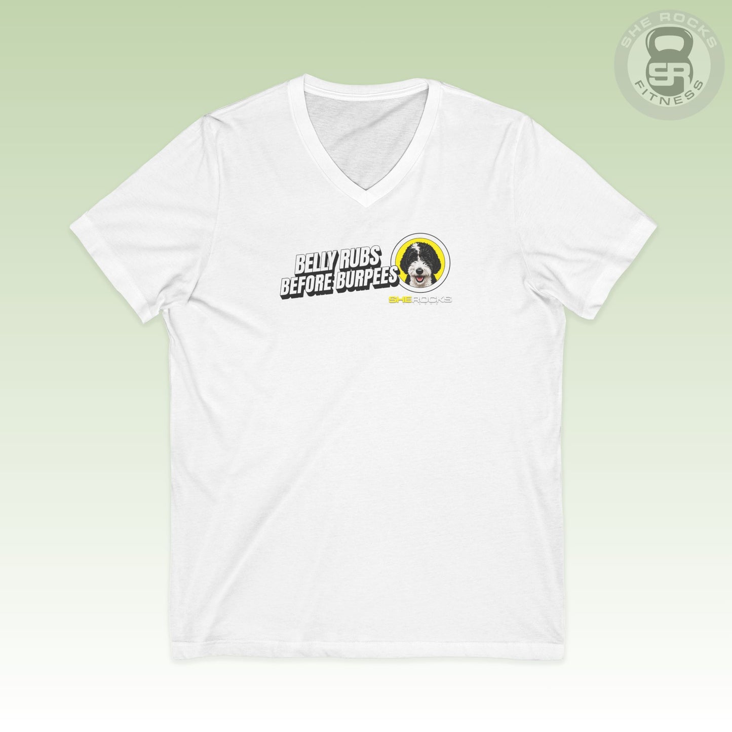 She Rocks Belly Rubs Before Burpees V-Neck T-shirt