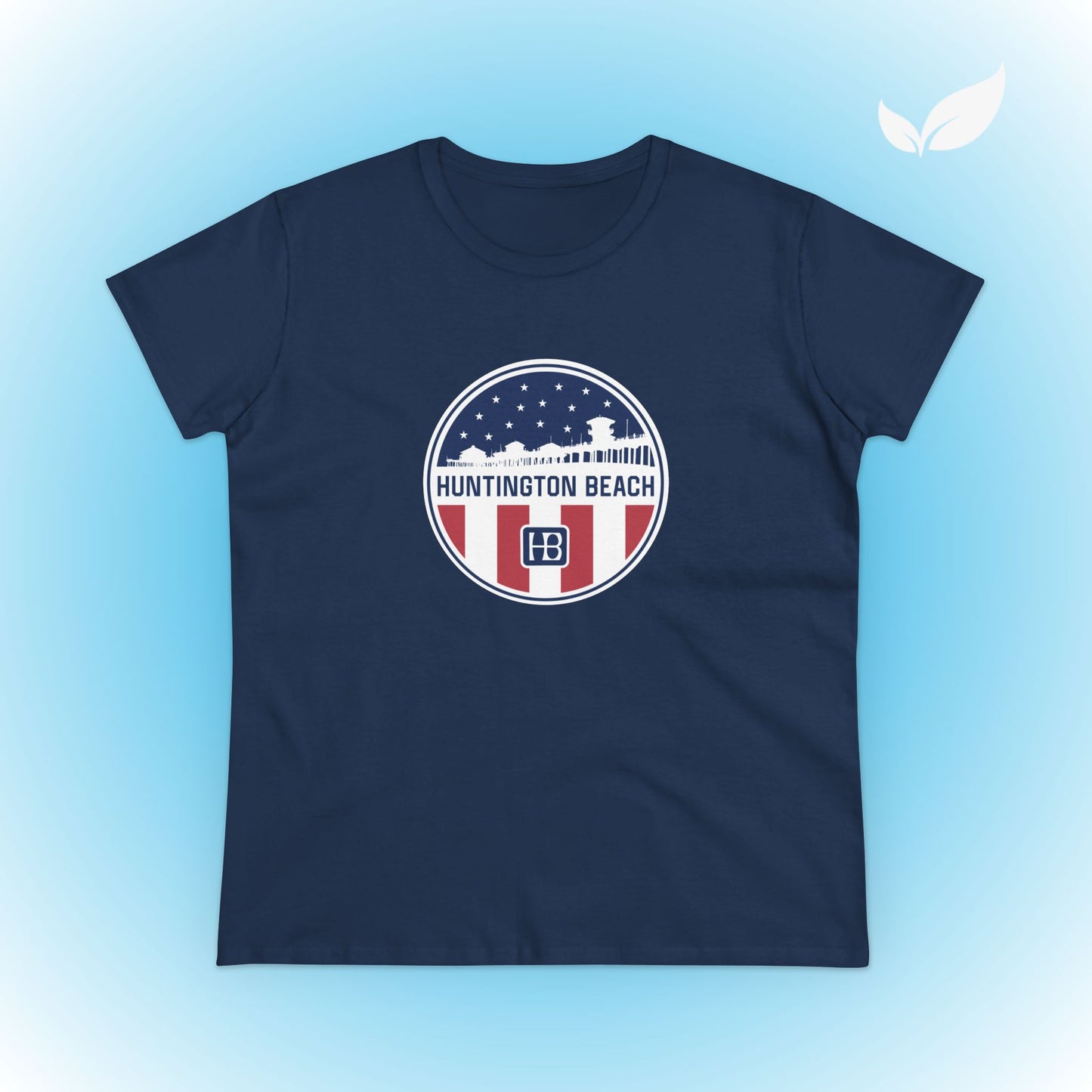 Huntington Beach Pier Stars and Stripes Women's Fit T-shirt