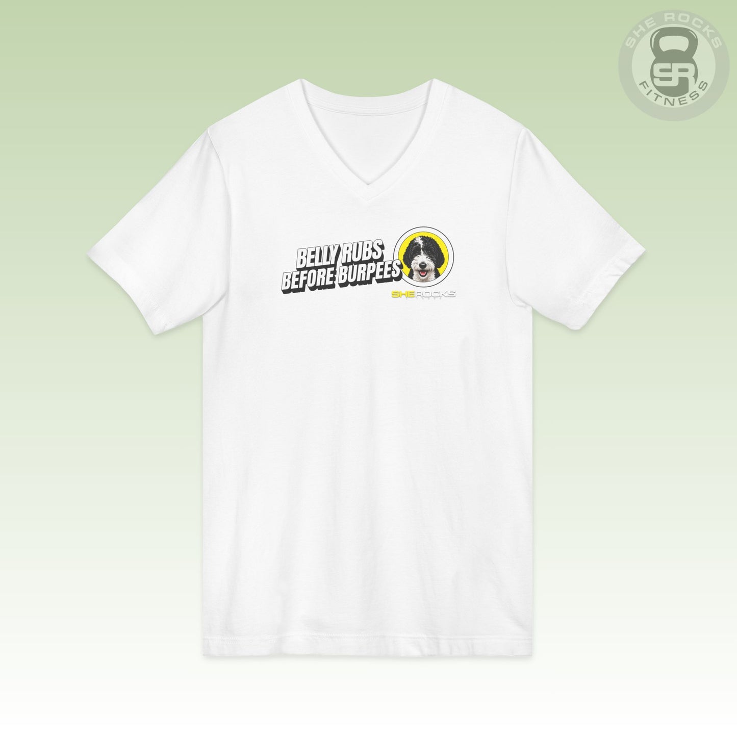 She Rocks Belly Rubs Before Burpees V-Neck T-shirt