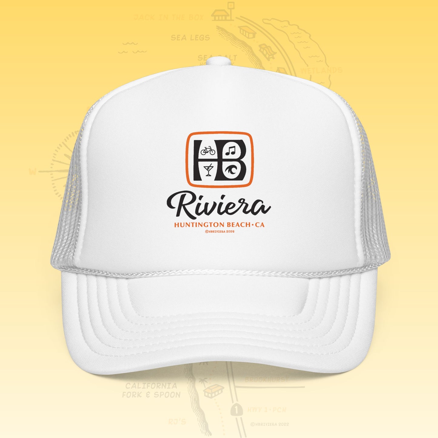 HB Riviera Square Logo Trucker Hat