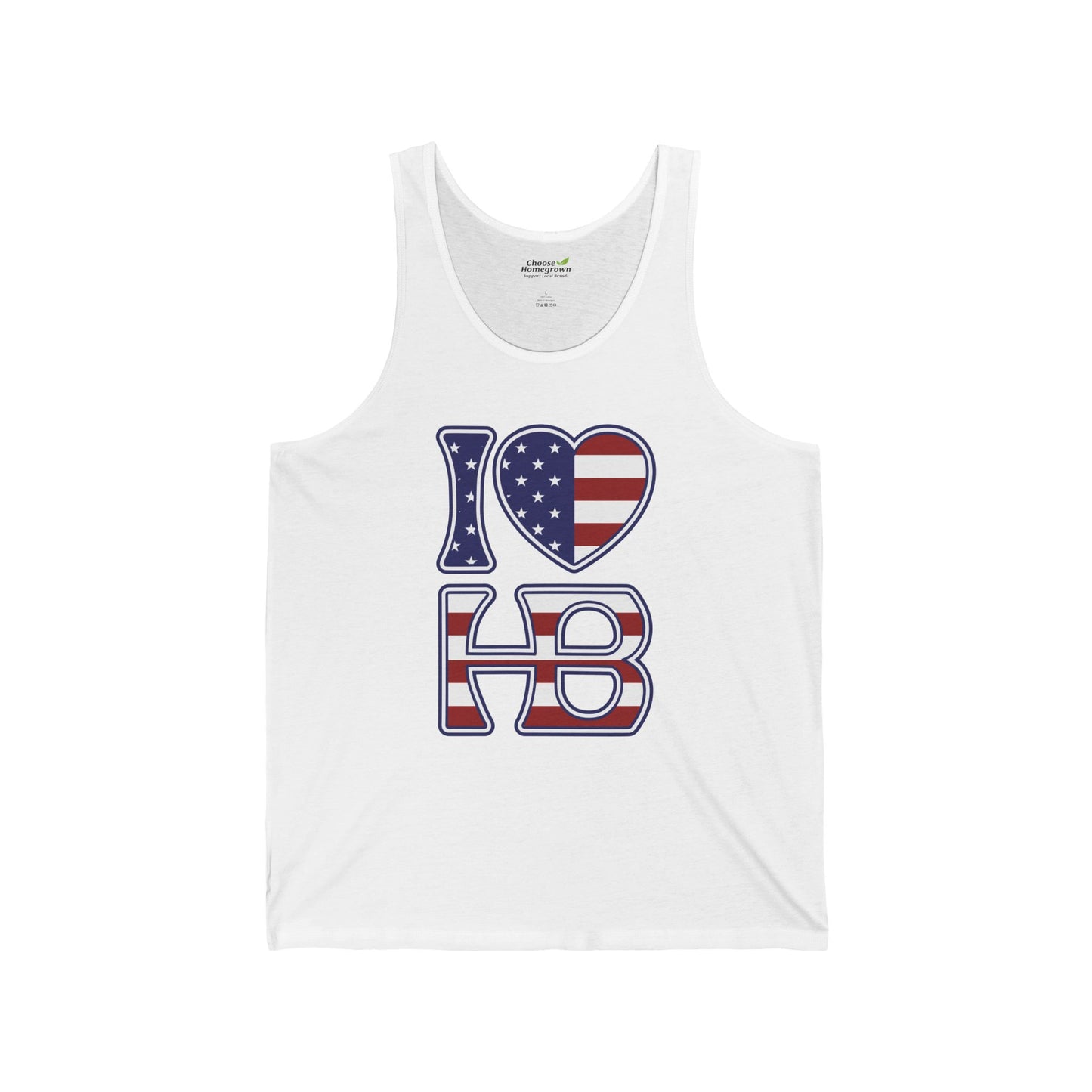 I Heart HB USA Patriotic Unisex Premium Jersey Tank Top