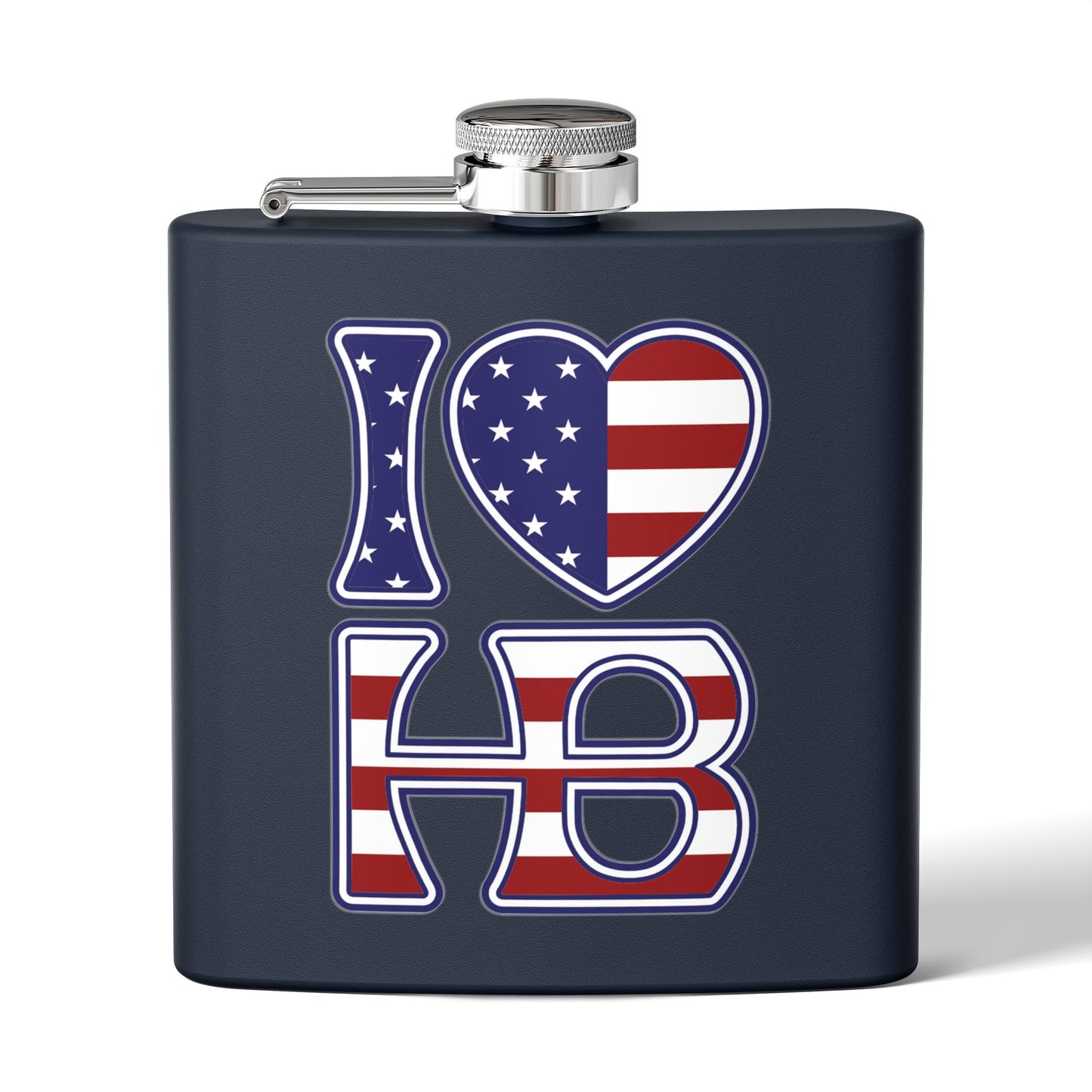 I Heart HB Stars and Stripes Stainless Steel Flask, 6oz