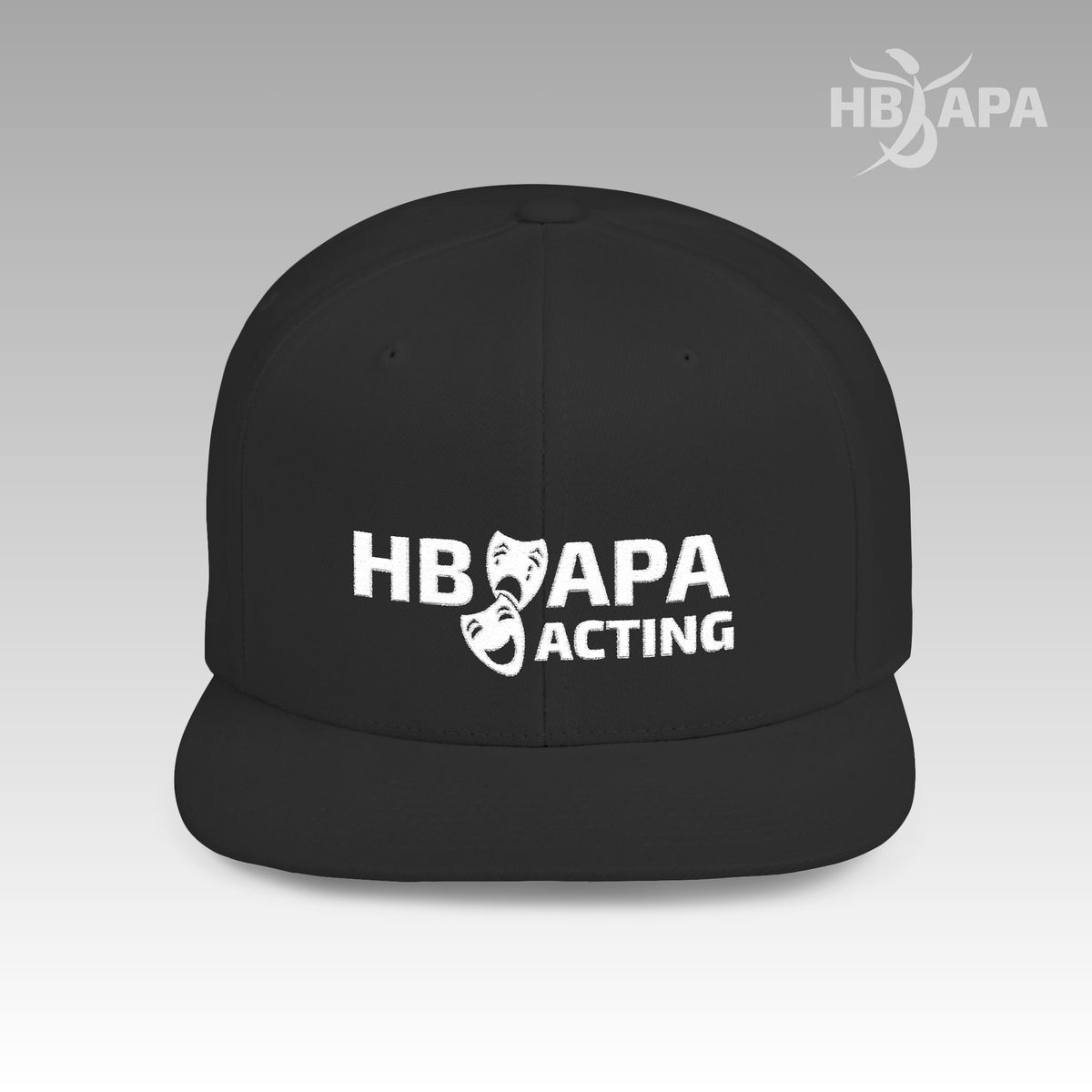 HBAPA Acting Flat Bill Snapback Hat with Embroidered Logo