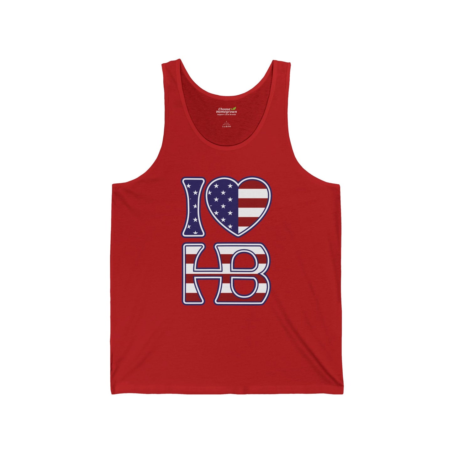 I Heart HB USA Patriotic Unisex Premium Jersey Tank Top