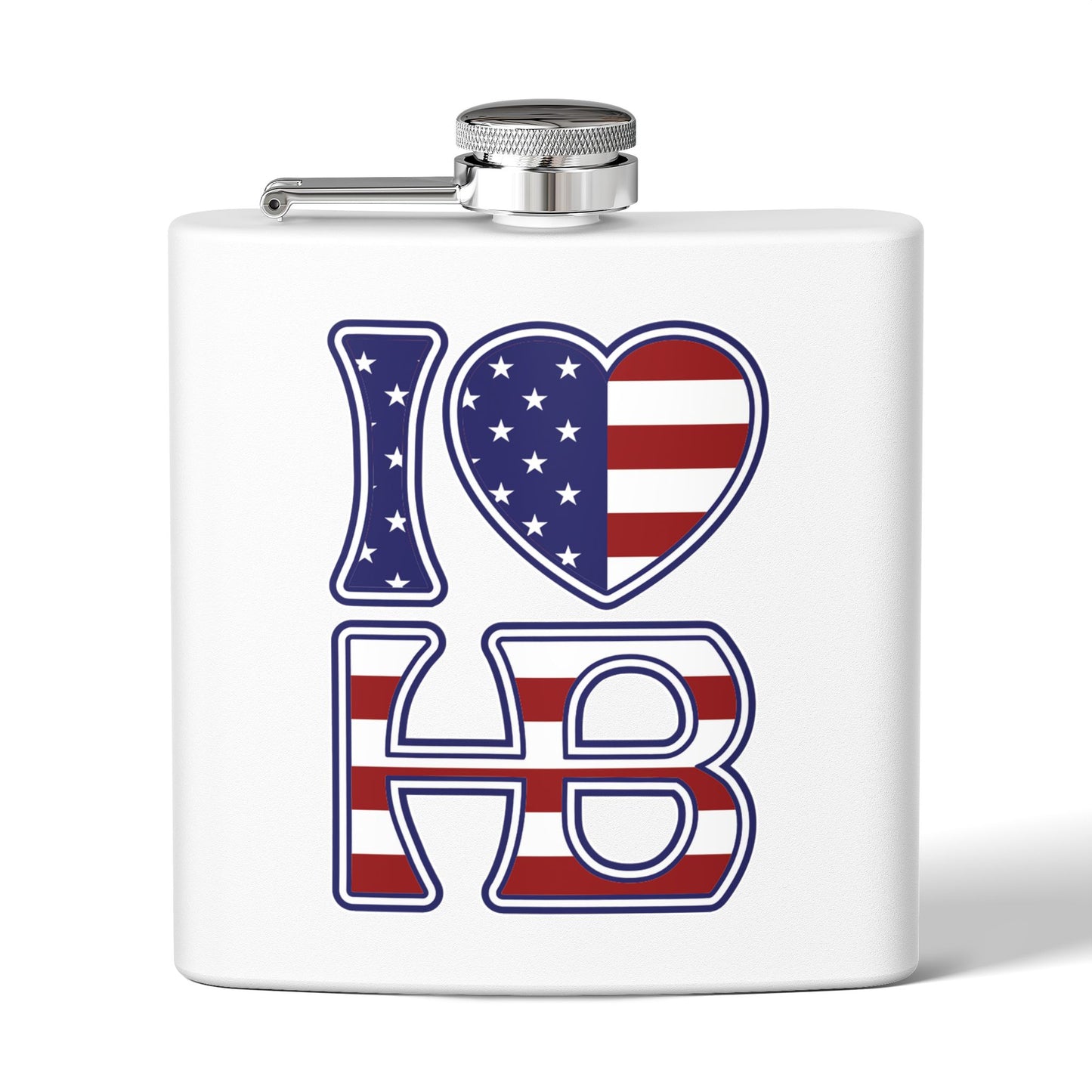 I Heart HB Stars and Stripes Stainless Steel Flask, 6oz