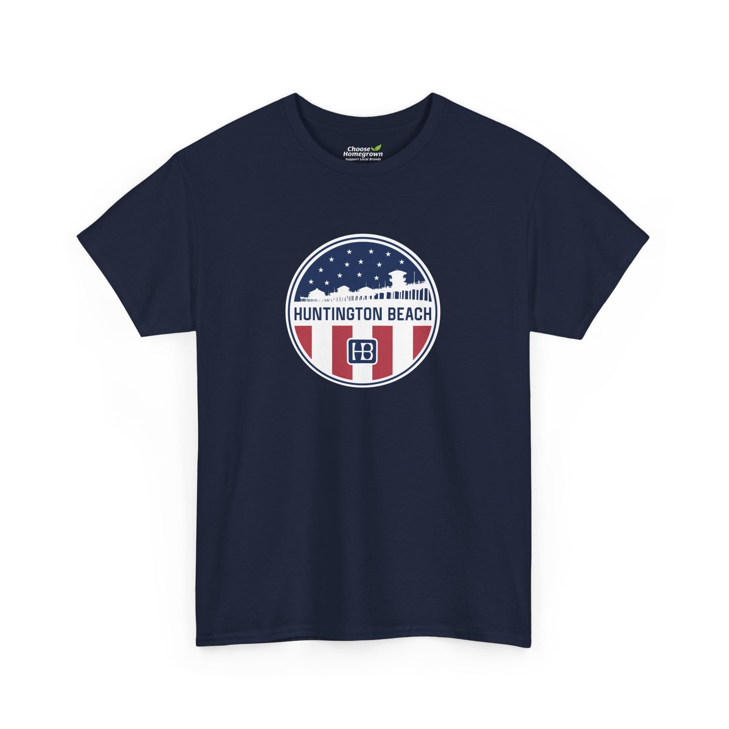 Huntington Beach Pier Stars and Stripes Classic Fit T-shirt