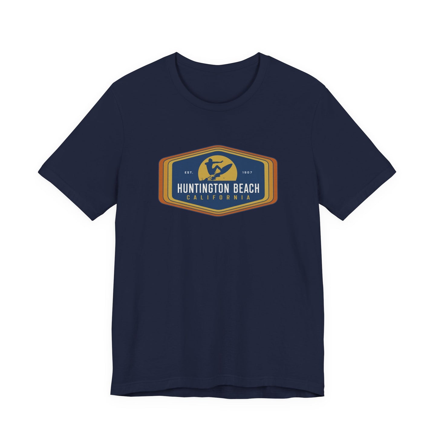 Huntington Beach Surfer Hexagon Retro Unisex Premium Modern Fit T-shirt