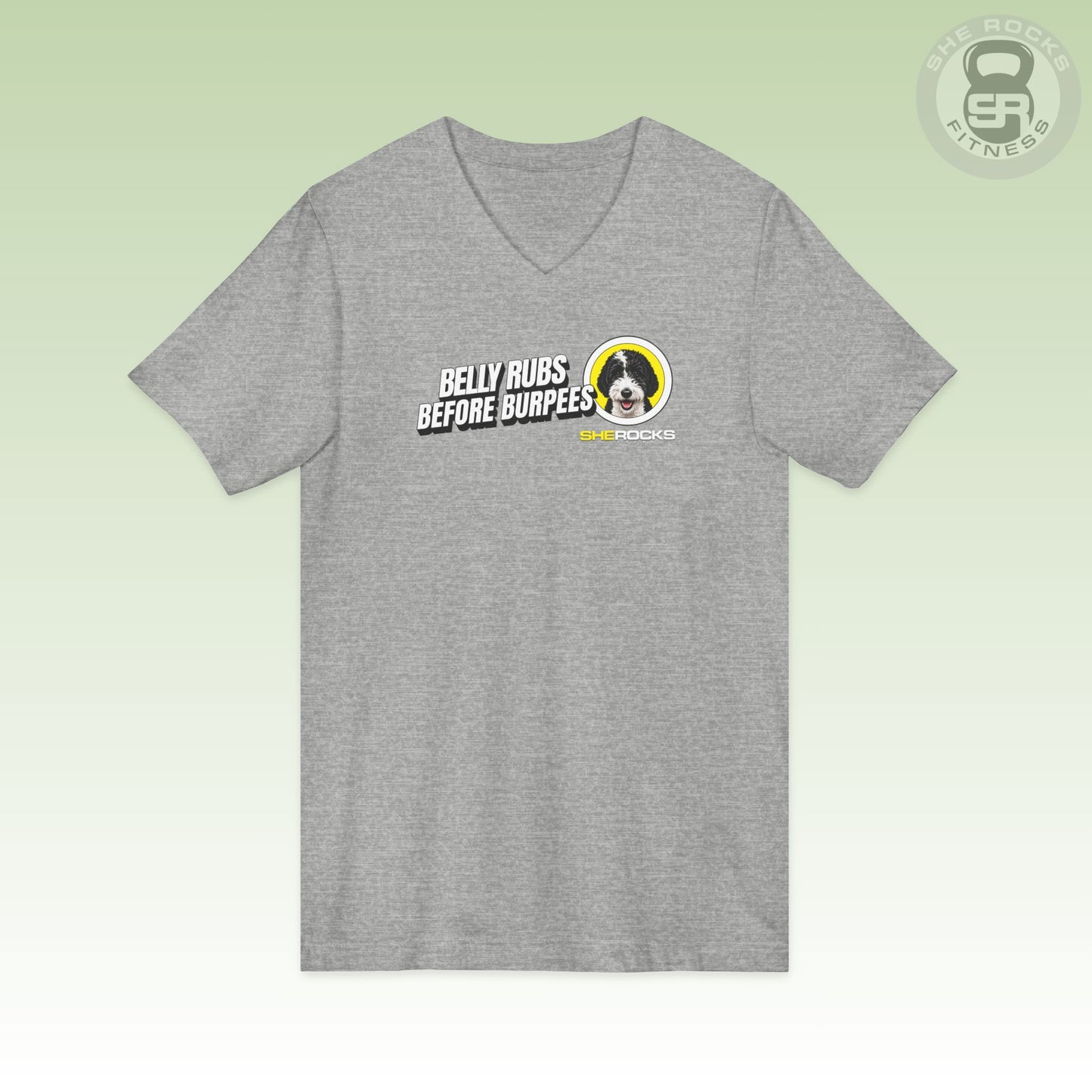 She Rocks Belly Rubs Before Burpees V-Neck T-shirt