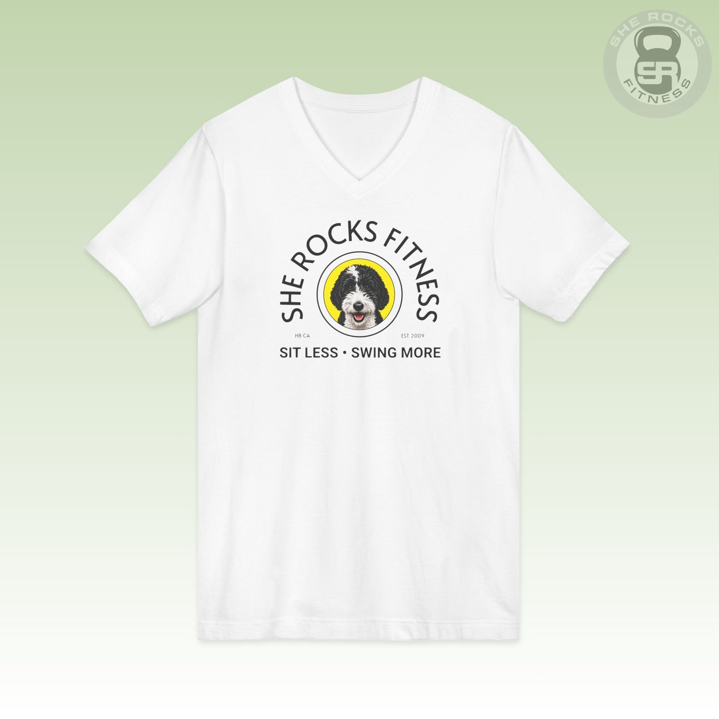 She Rocks Sit Less Swing More V-Neck T-shirt