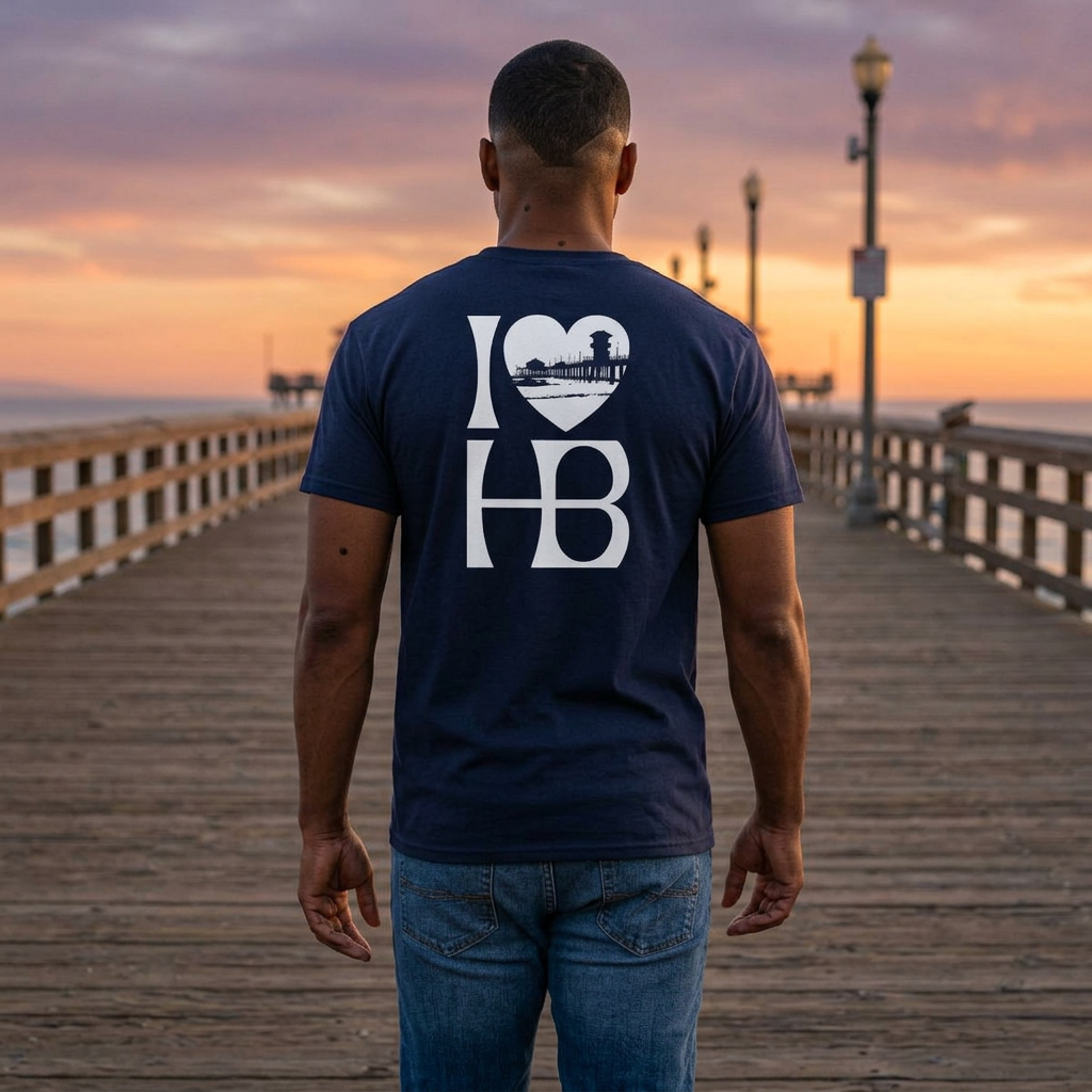 I Heart HB Pier Silhouette Unisex Classic Fit T-Shirt