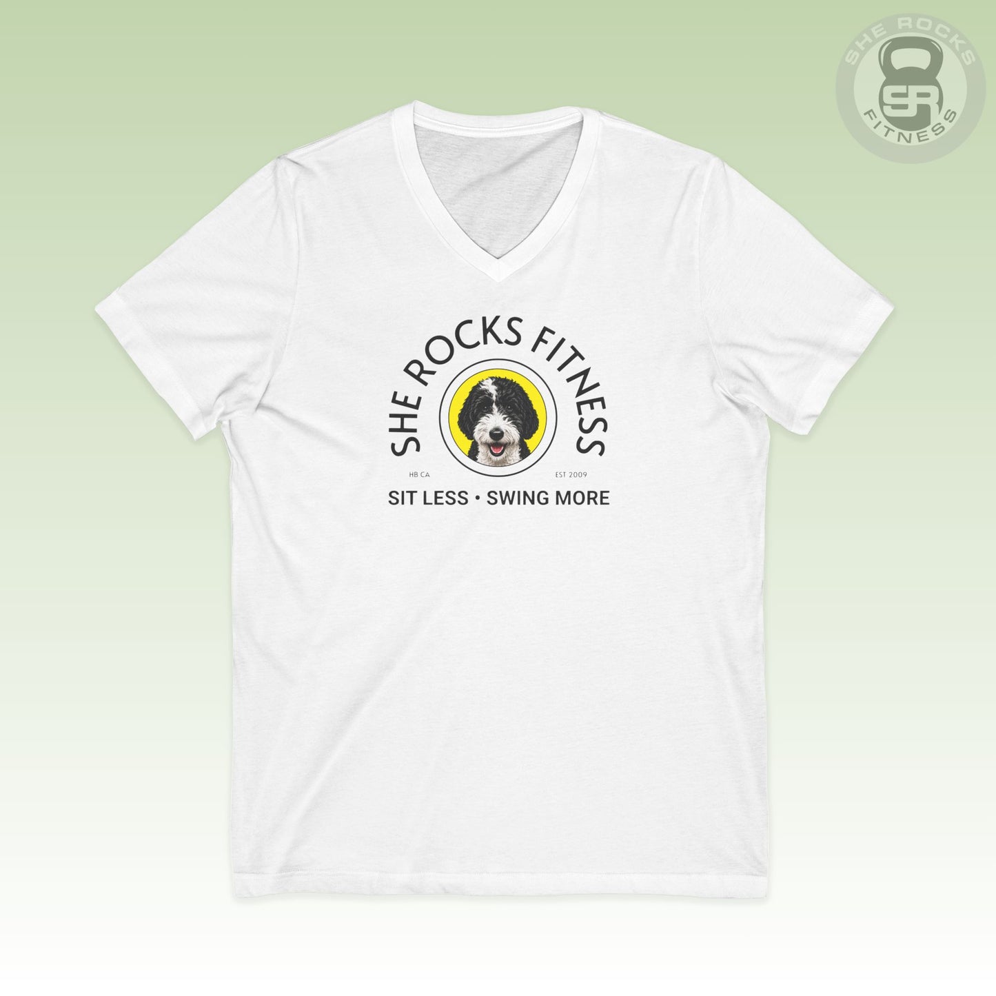 She Rocks Sit Less Swing More V-Neck T-shirt