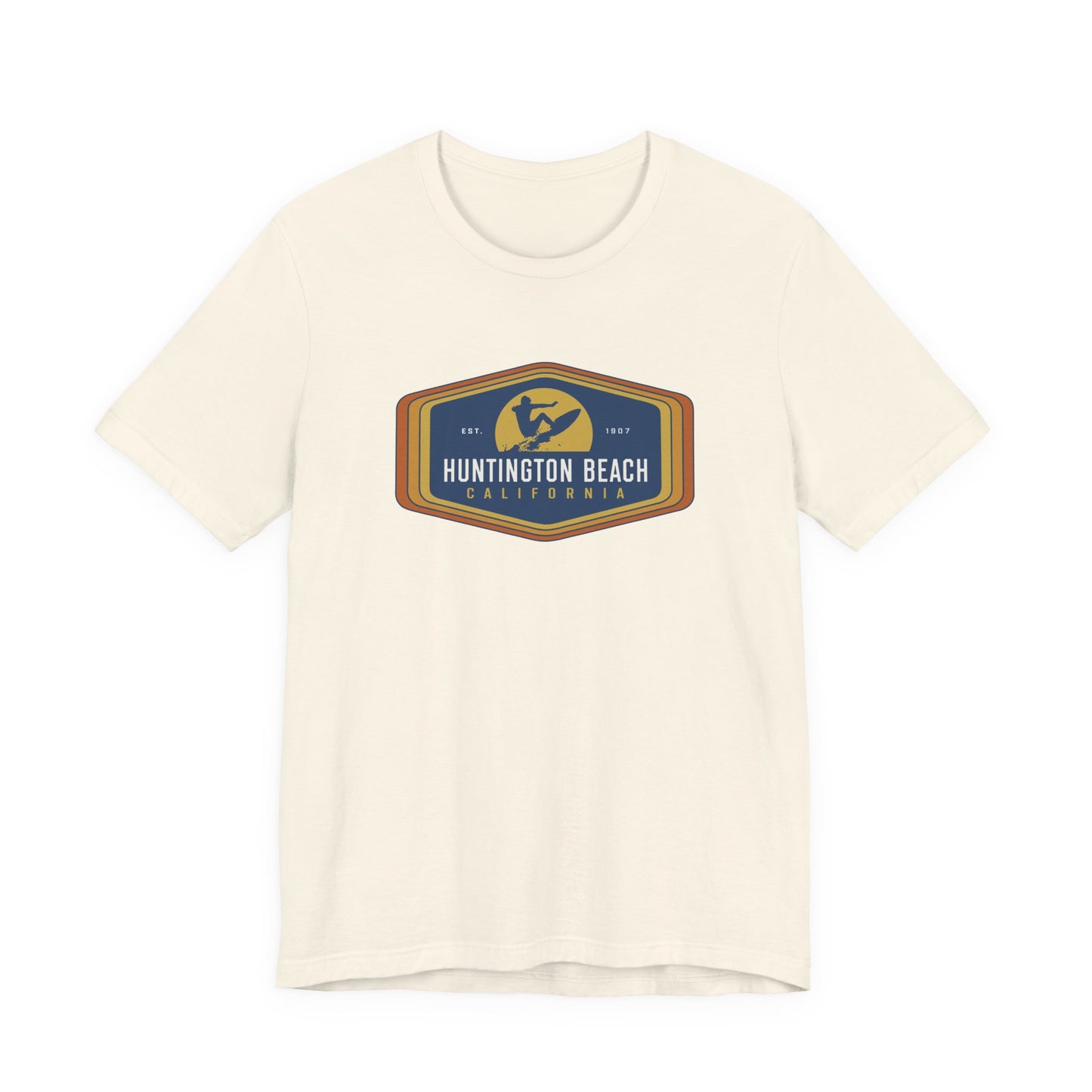 Huntington Beach Surfer Hexagon Retro Unisex Premium Modern Fit T-shirt
