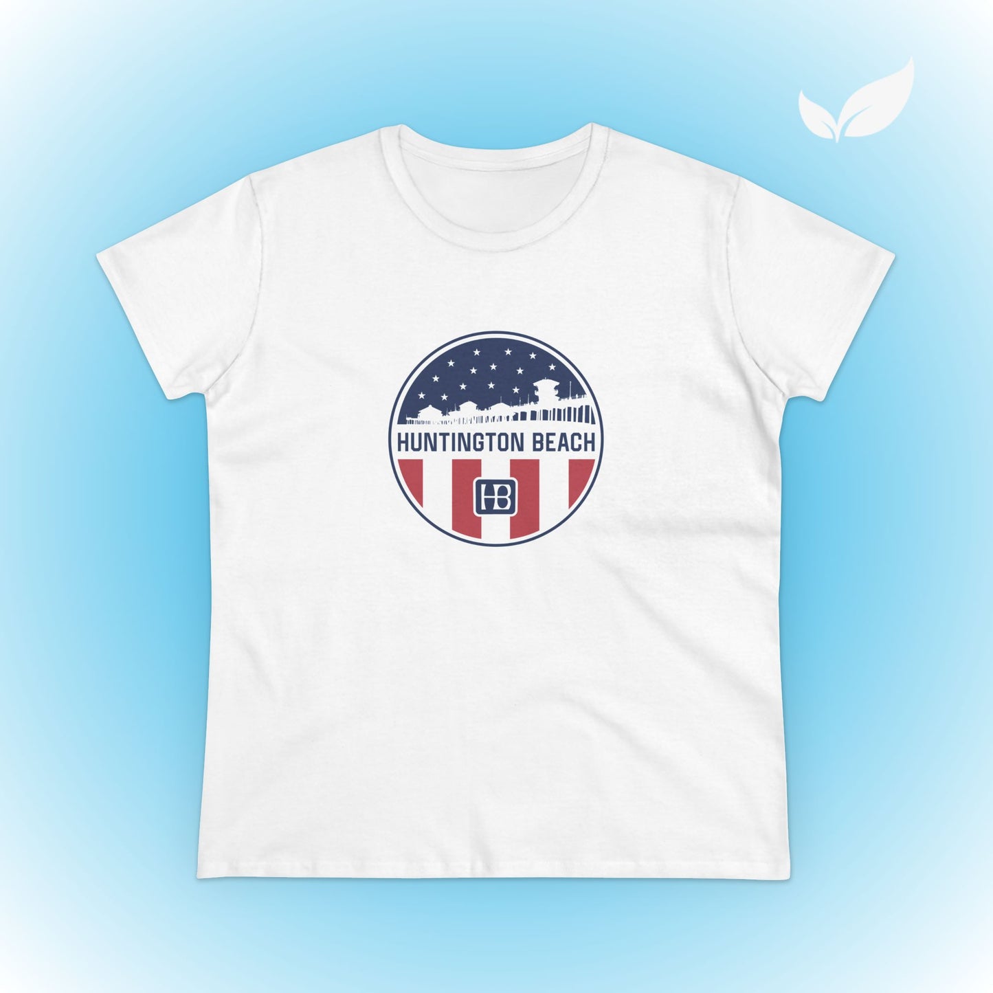 Huntington Beach Pier Stars and Stripes Women's Fit T-shirt