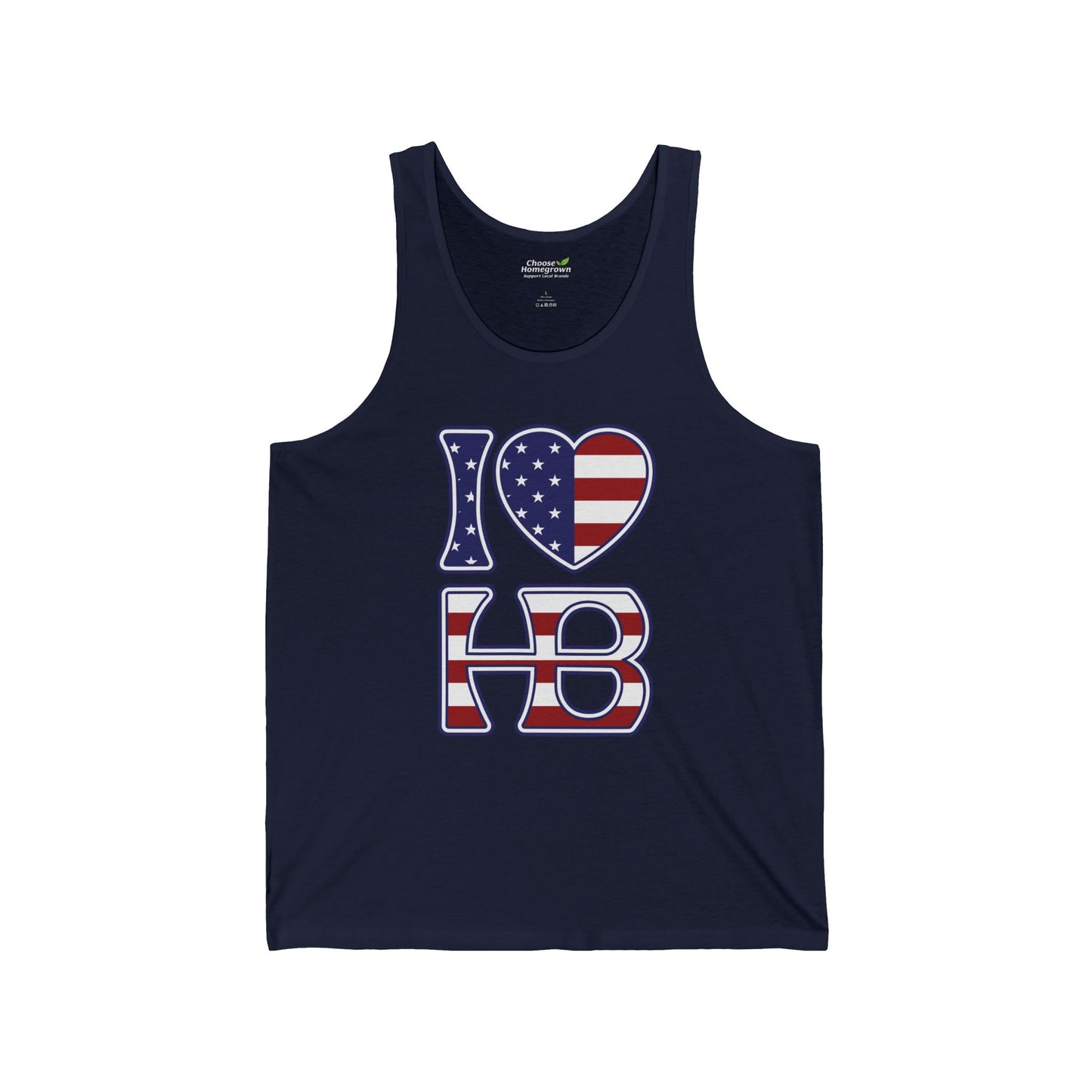 I Heart HB USA Patriotic Unisex Premium Jersey Tank Top
