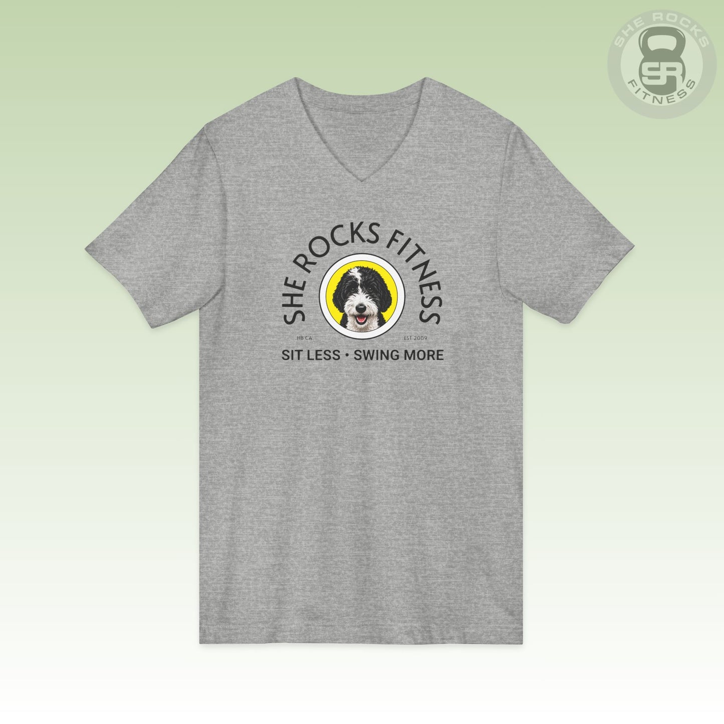 She Rocks Sit Less Swing More V-Neck T-shirt