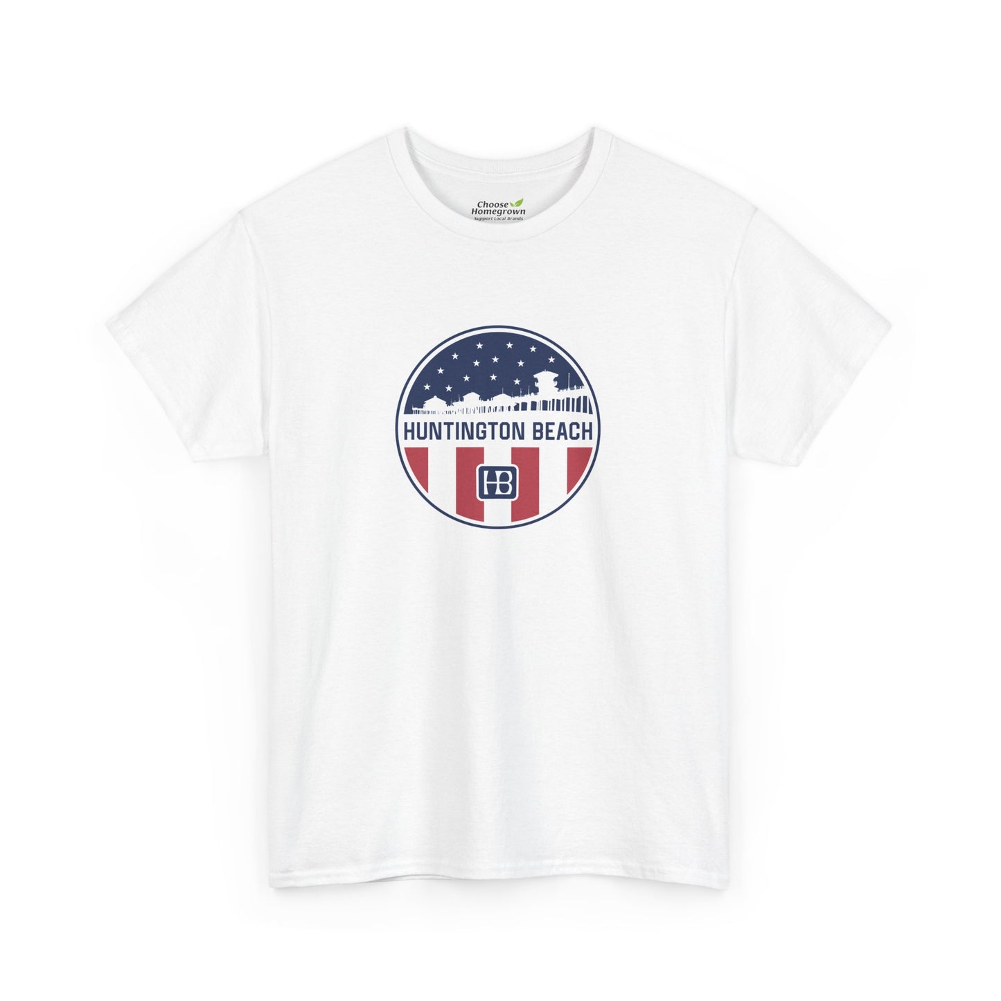 Huntington Beach Pier Stars and Stripes Classic Fit T-shirt