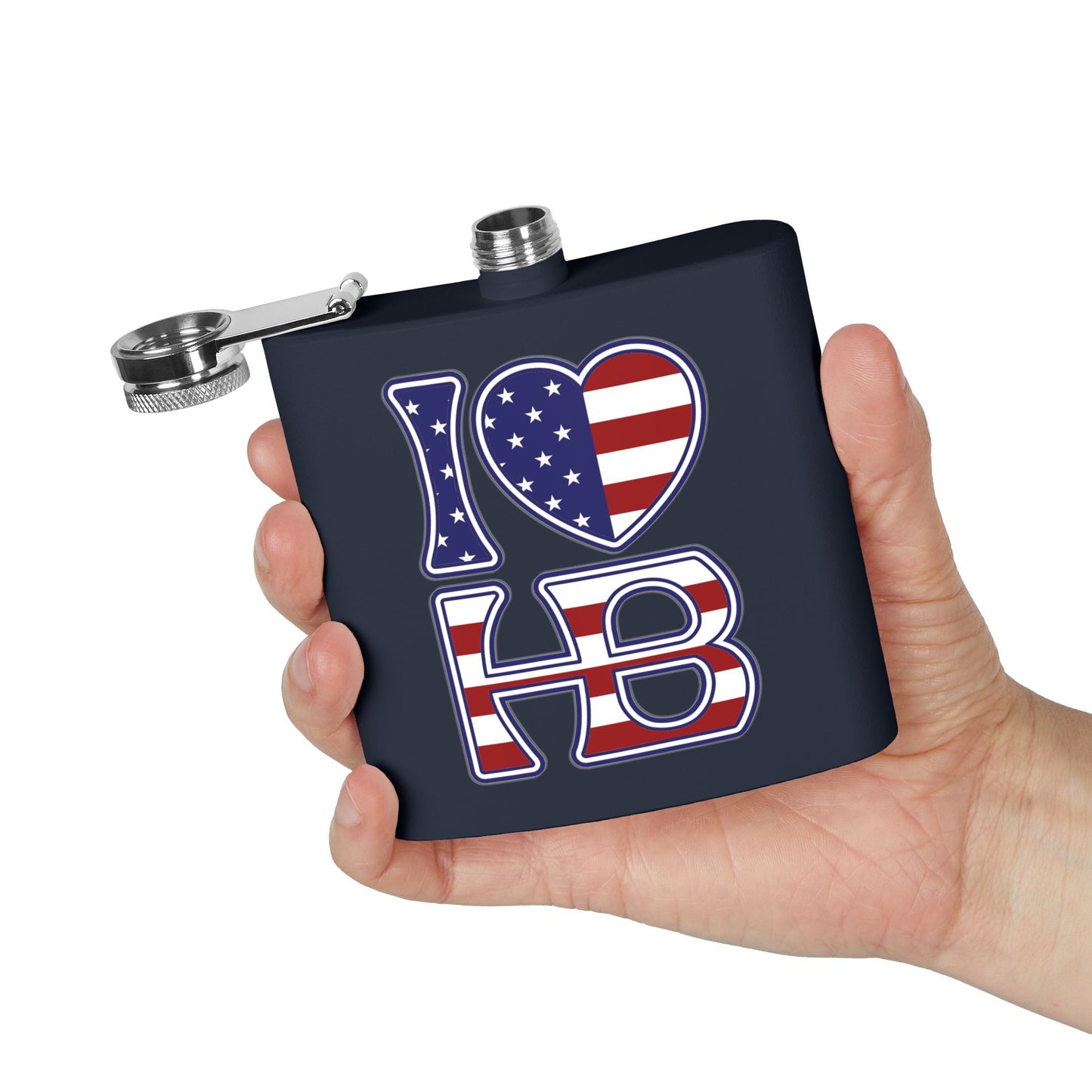 I Heart HB Stars and Stripes Stainless Steel Flask, 6oz