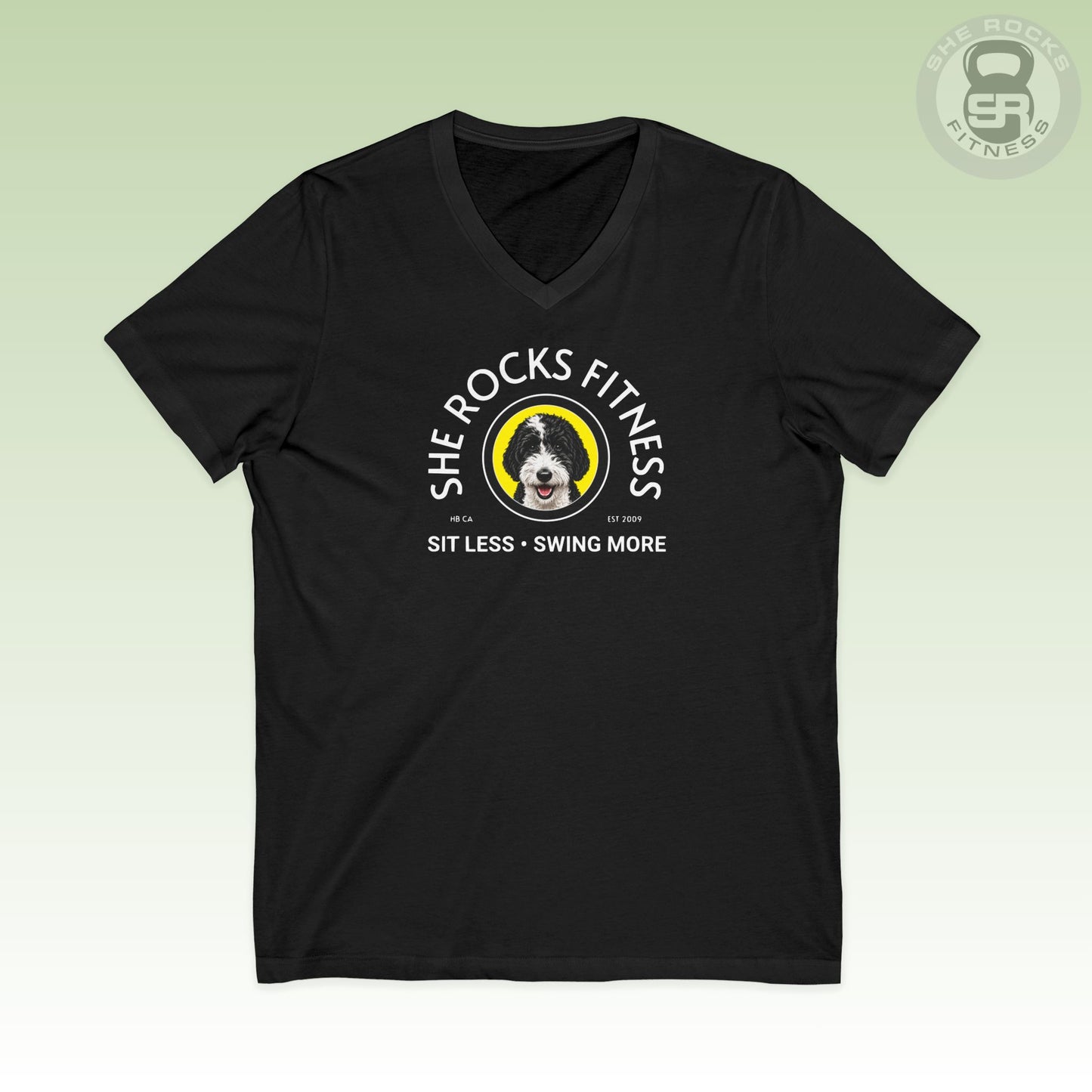 She Rocks Sit Less Swing More V-Neck T-shirt