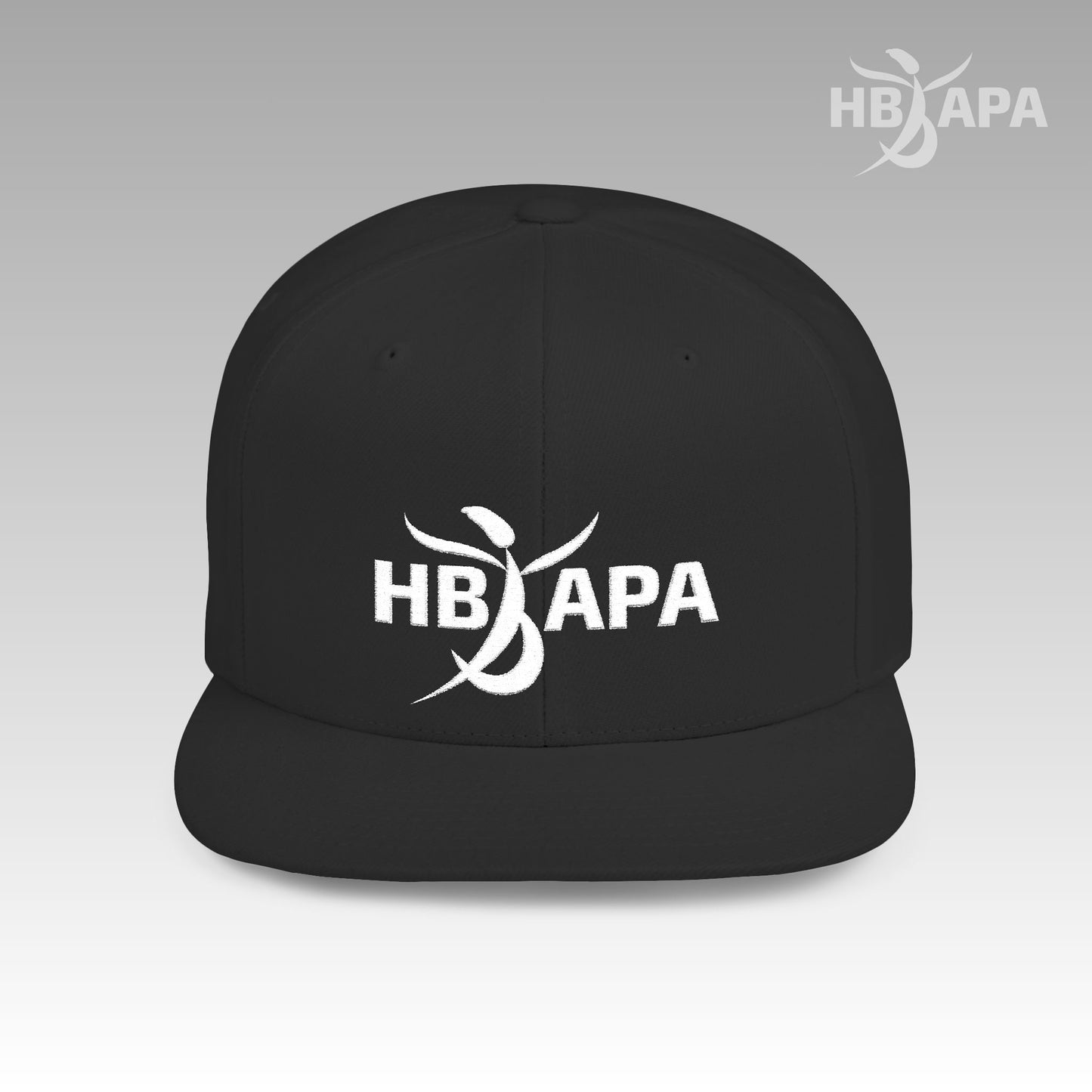 HBAPA Flat Bill Snapback Hat with Embroidered Logo