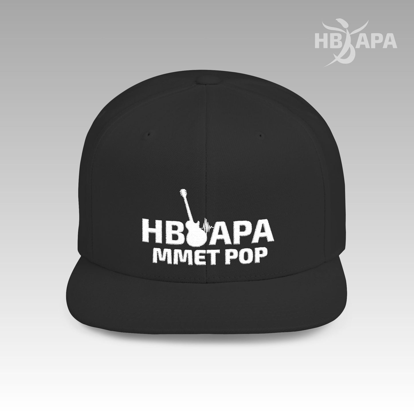 HBAPA MMET Pop Flat Bill Snapback Hat with Embroidered Logo