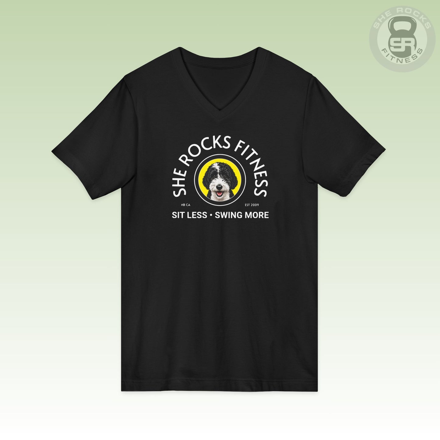She Rocks Sit Less Swing More V-Neck T-shirt