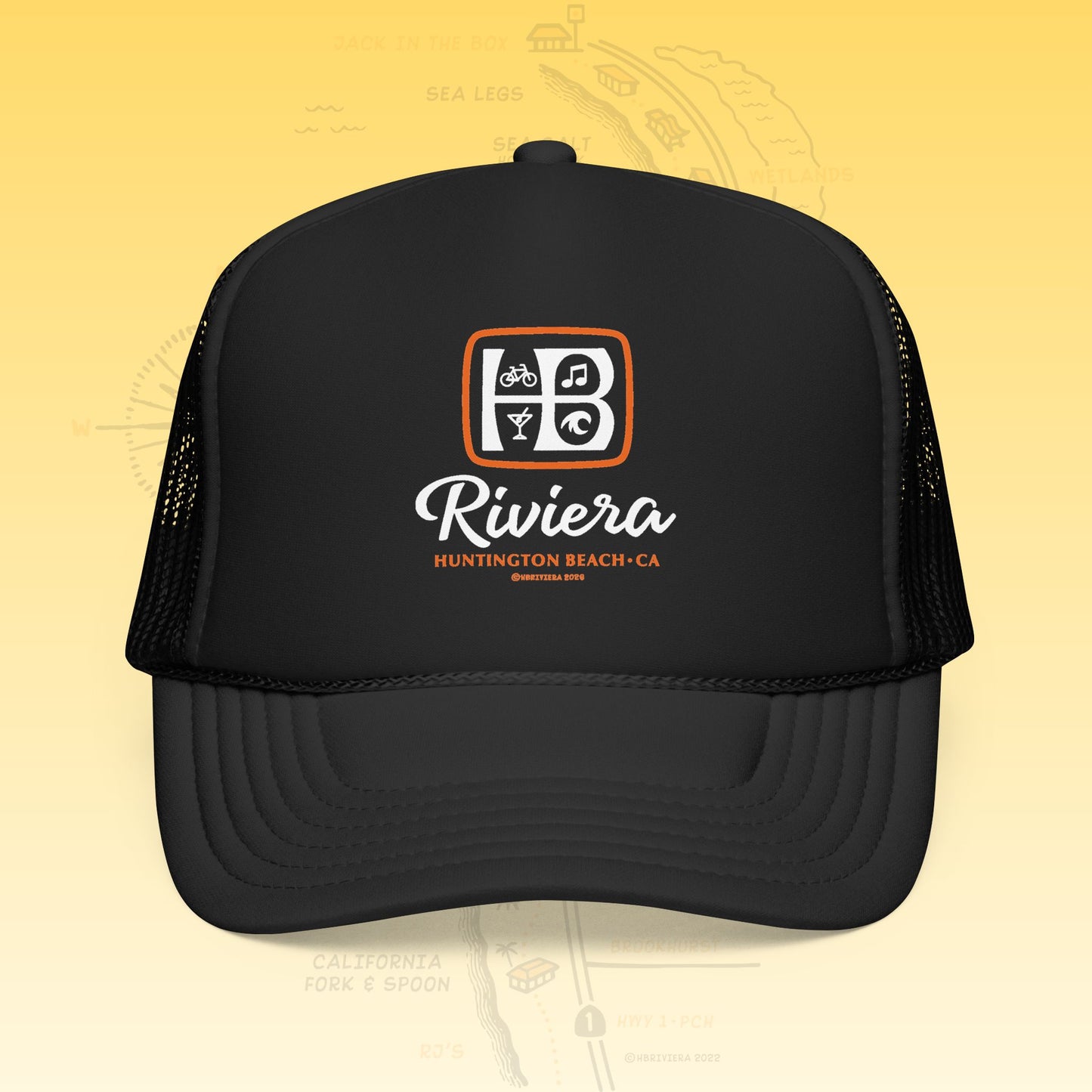 HB Riviera Square Logo Trucker Hat